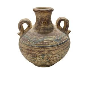 Vintage Rustic Distressed Terracotta Amphora Vase Mediterranean Decor